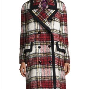 NWT Burberry wool/mohair blend coat, elderberry tartan plaid, size 6